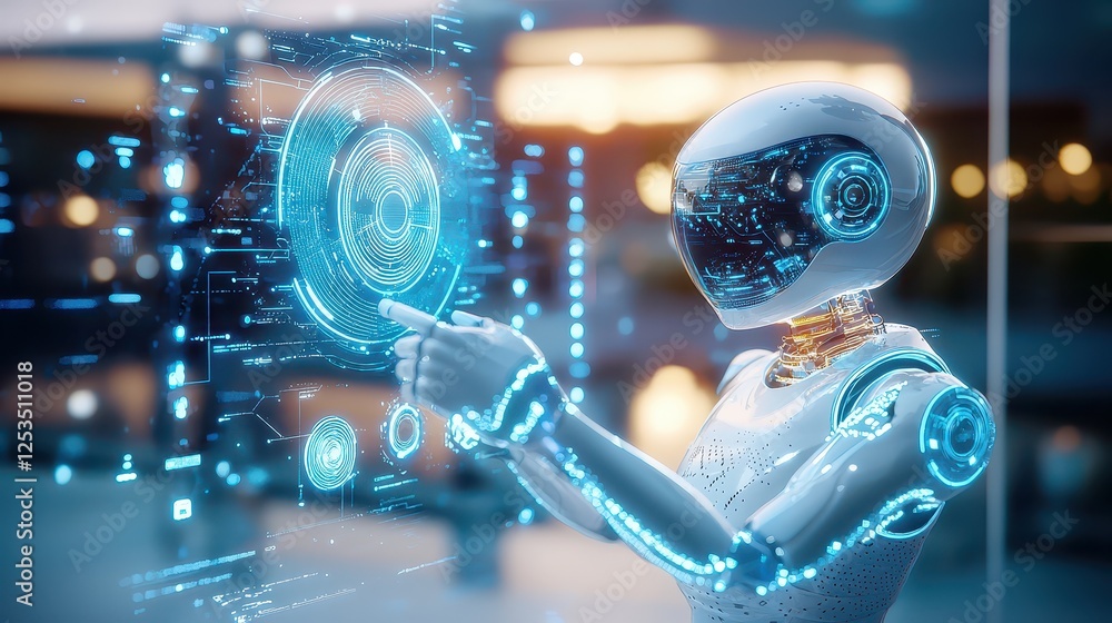 Poster a futuristic ai-driven personalization concept with a chatbot analyzing individual user behavior thr