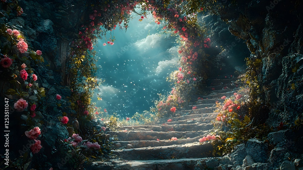 Poster orpheus depicted in photorealism set in underworld evoking a ethereal mood illuminated by moonlit wi