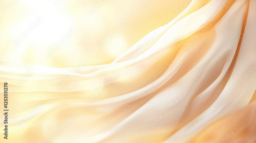 Aufkleber Soft golden fabric waves illuminated by warm sunlight, creating serene and elegant atmosphere. flowing texture and gentle light evoke sense of calm and sophistication