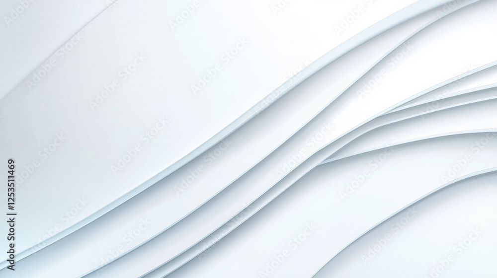 Poster Soft white and light gray abstract background with smooth flowing curved lines, creating modern and minimalistic design