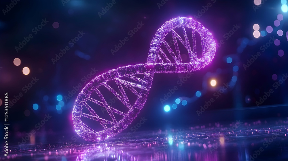 Poster abstract dna structure with futuristic background, representing science and technology, suitable for
