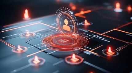 A glowing AI chip connecting personalized user profiles in a minimalist futuristic design.