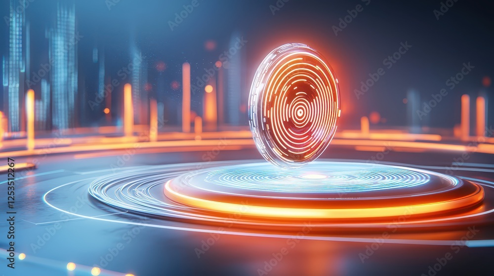 Poster a glowing fingerprint icon merging with an ad display, symbolizing deep personalization and smart ai