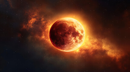 Obraz premium The Moon is slowly moving away from Earth at a rate of about 1.5 inches (3.8 cm) per year. In about 600 million years, the Moon will be too far from Earth to cause solar eclipses. 