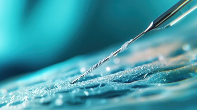 Close up of a precision tool interacting with a surface, highlighting intricate details and textures. The scene captures the essence of scientific exploration and technological advancement