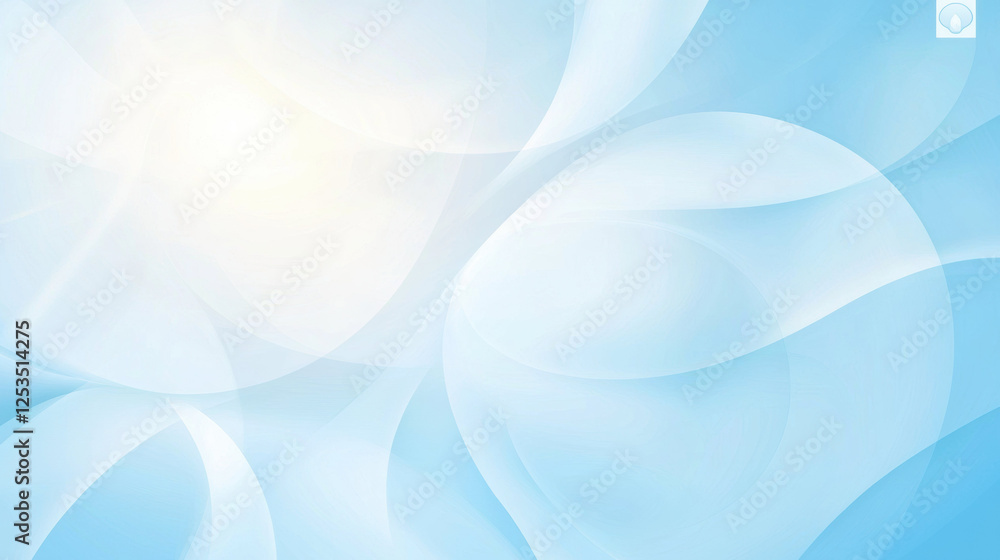 Aufkleber Soft abstract background with subtle gradient from light blue to white, featuring smooth overlapping curves and glowing light effect, creating serene and calming atmosphere