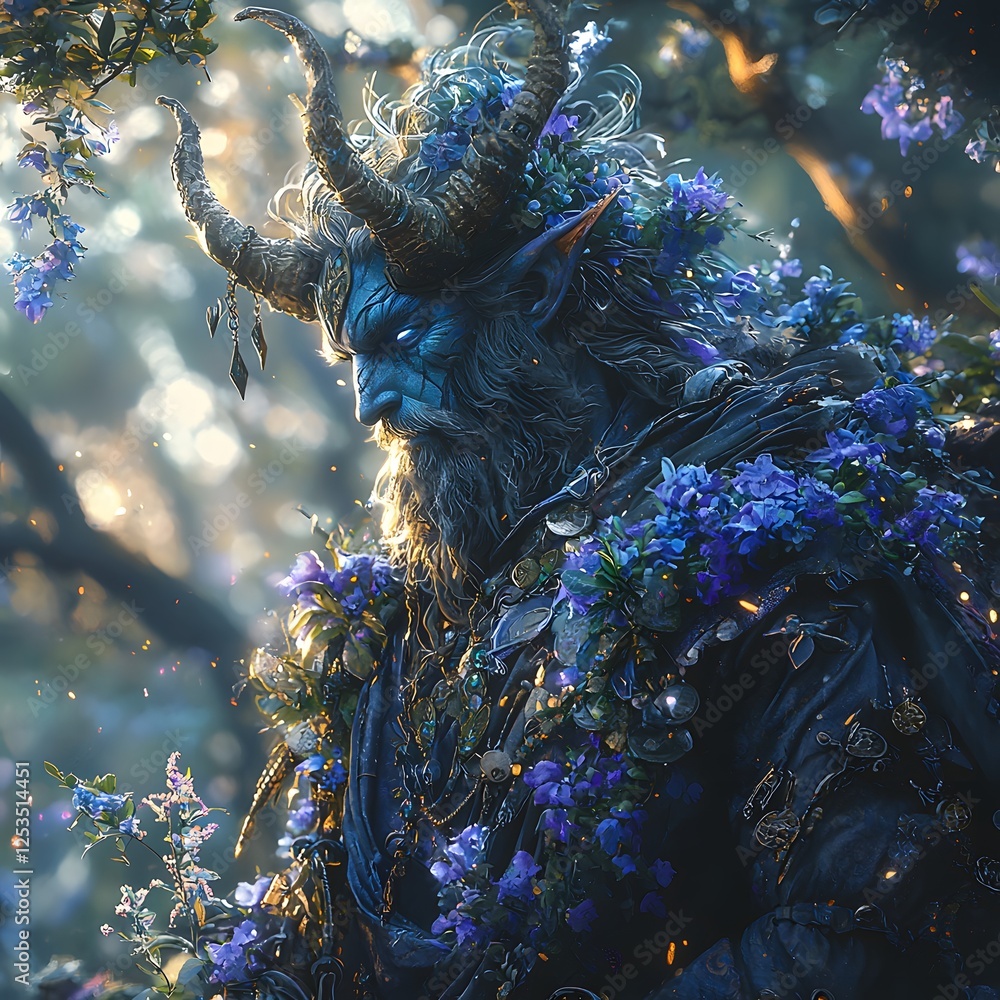 Poster ares depicted in concept art set in mystical forest evoking a tragic mood illuminated by studio ligh