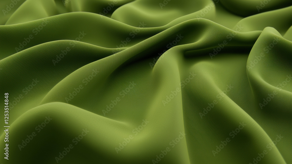 Poster Soft green fabric with smooth folds and subtle texture, creating serene and elegant appearance