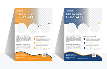 Real state flyer template design a bundle of 2 templates of different colors