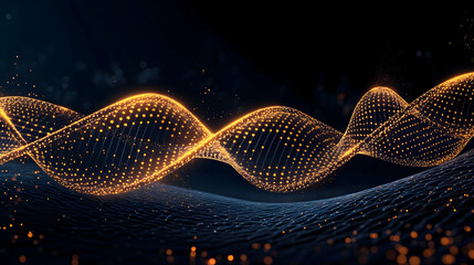 DNA double helix structure glittering on a dark background. Scientific use image