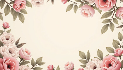 Floral Frame with Romantic Feeling. AI Generation.