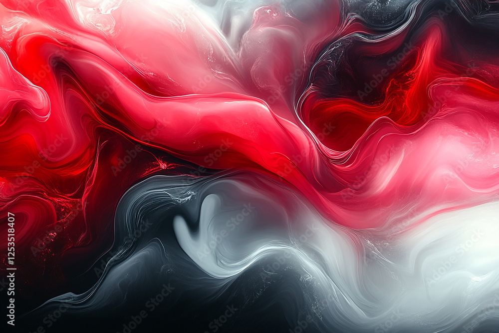 Poster dynamic swirls of red and black abstract artwork digital creation vivid colors artistic interpretati