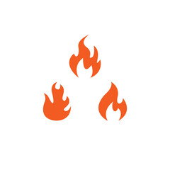 Three stylized flames in bright orange emerge against a plain background, creating a striking visual representation of fire and passion, perfect for design projects or artistic endeavors.