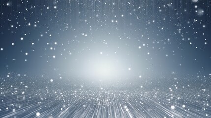 Abstract Snowfall Particles Background with Soft White Light and Gentle Movement in Blue Gradient Scene for Creative Design Projects
