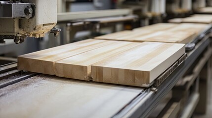 Production of kitchen boards in a factory 