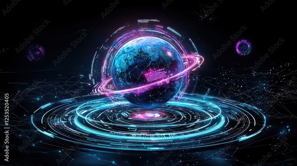 Poster abstract ai-powered business intelligence dashboard analyzing customer data trends, sleek futuristic
