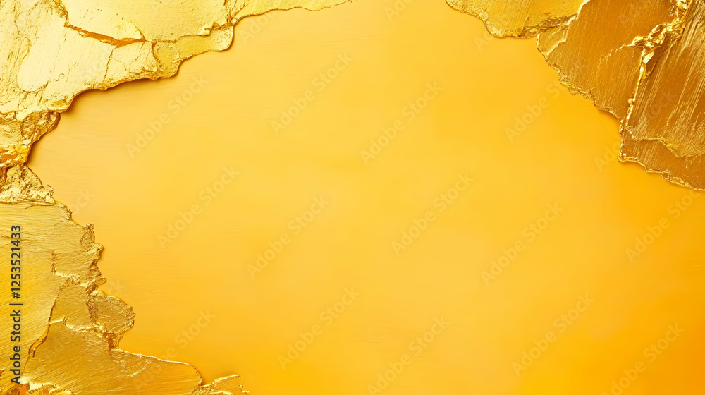 Poster luxurious gold edges frame a vibrant yellow backdrop. suitable for adding elegance to design project
