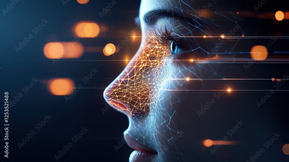 Poster ai-enhanced real-time behavioral analysis, abstract visualization of user data streams with controll