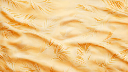Luxurious golden fabric with leaf-like pattern for textile design, home decor, or elegant backgrounds