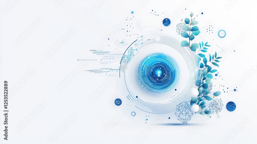 Poster digital marketing concept with ai-driven hyper-personalization, clean vector-style floating elements