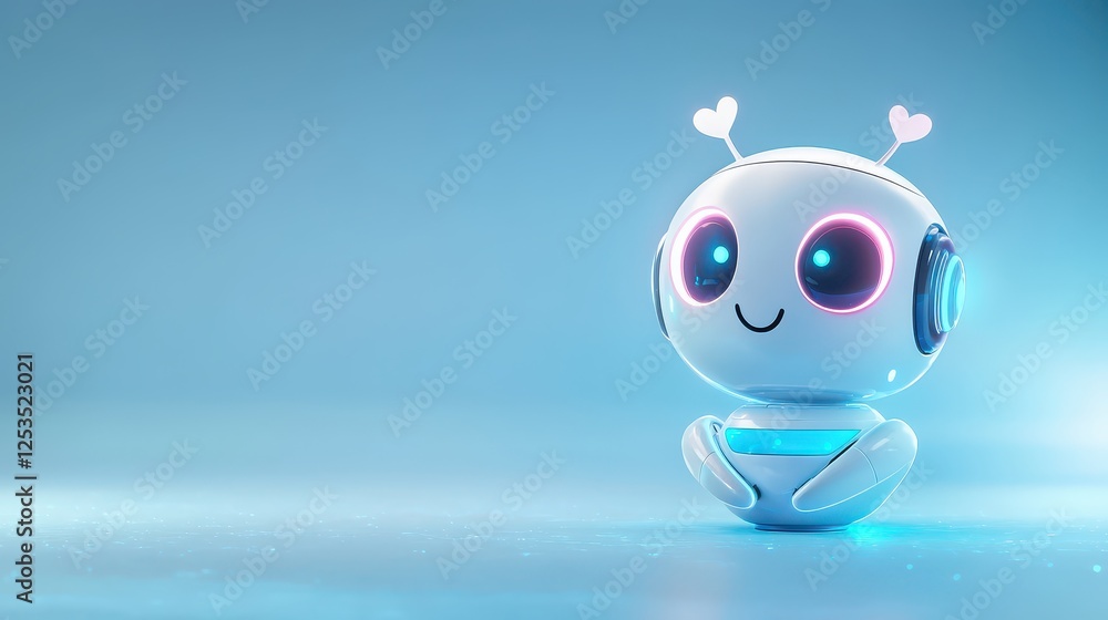 Poster emotionally intelligent ai, a futuristic chatbot responding with empathy, its smooth design and soft