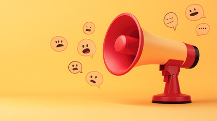 Communicating emotions using a megaphone studio graphic minimalist close-up