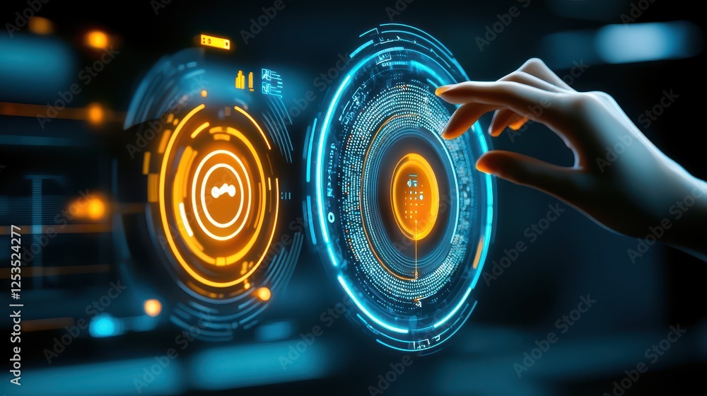 Poster intelligent automation in digital marketing, glowing ai interface adjusting strategies in real time 
