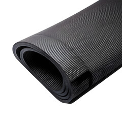 Rolled black yoga mat isolated on transparent background