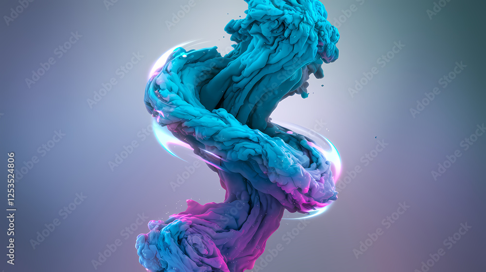 Aufkleber colorful swirls of vibrant blue and pink fluid dance and intertwine, forming an enchanting vertical 