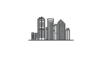 Fototapeta premium Simple line art city skyline