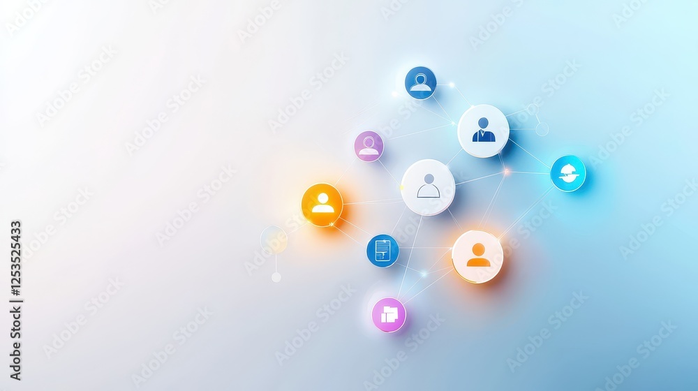 Poster minimalist infographic showing interconnected audience profiles, symbolizing ai-driven lookalike aud