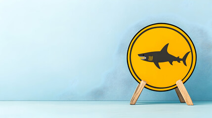 Shark warning sign on display, conveying risk of shark attack and beach safety