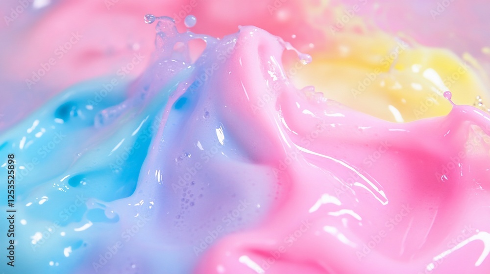 Aufkleber abstract macro shot of pastel colored liquid creating a dynamic splash effect