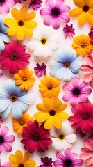 Obraz premium Colorful Floral Background with Various Flower Types in Bright Shades Perfect for Nature Lovers and Decorative Purposes