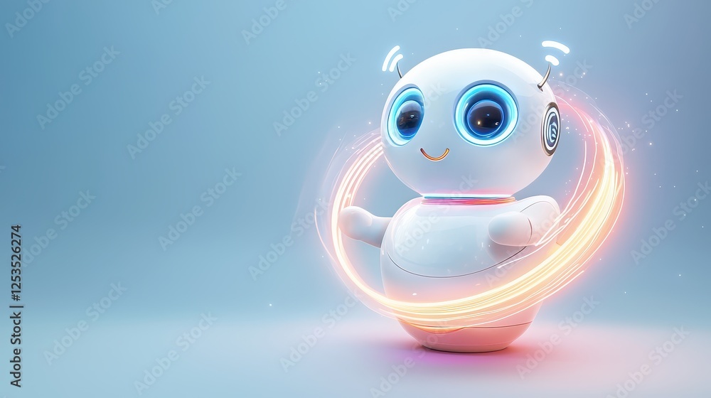 Poster next-level ai empathy, a futuristic chatbot glowing with soft, dynamic hues, adjusting tone and resp