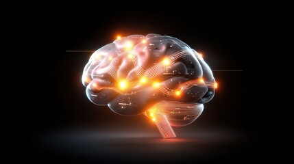 Obraz premium Predictive AI personalization system, a futuristic brain-shaped neural network glowing with data points