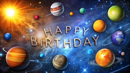 Happy Birthday Holiday Gifts Space Cosmos Solar system Universe Infinity Galaxies Stars Planets Earth Moon Sun Backgrounds for advertising Texture editor Picture marketing Image business  Wallpaper