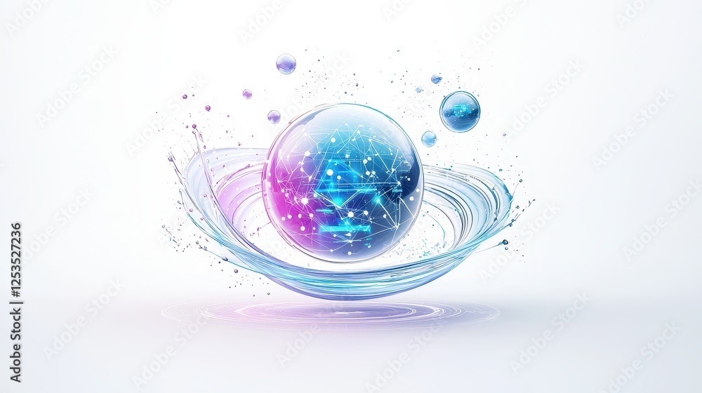 Poster simplistic floating holographic elements representing personalized ai-driven marketing strategies, c