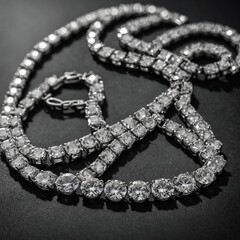 A luxurious diamond tennis necklace set in white gold.