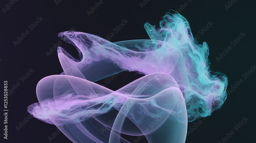 Poster swirling waves of ethereal mist dance in a harmonious display of soft pastel colors, creating an enc
