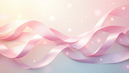 Elegant Pink Ribbons Flowing Gently Against a Soft Background. AI Generation.