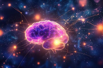 Obraz premium Abstract neural network connecting different business concepts, AIpowered strategic thinking