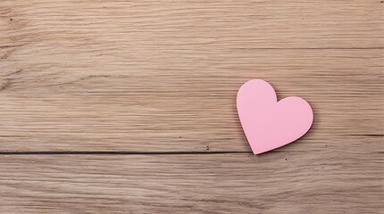 Pink wooden hearts on rustic wooden surface minimalist composition for Valentine's Day