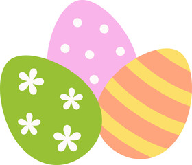Colorful easter egg clipart.
Cute patterned Easter eggs flat vector illustration design isolated.