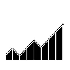 Growth graph of business with arrow going up png icon with transparent background