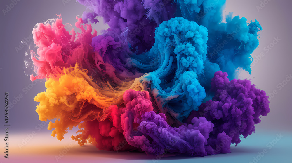 Poster swirls of vibrant colors erupt dynamically in a magical dance, captivating the viewer with an explos