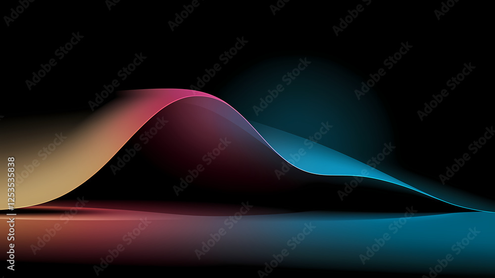 Poster captivating curves and vibrant hues dance across a dark canvas, blending light and shadow in an ench