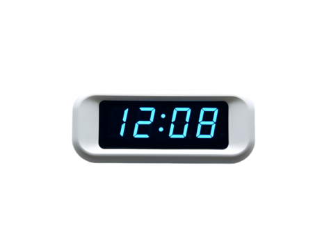 Realistic digital alarm clock on a transparent background