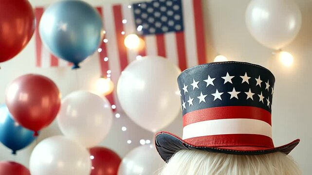 Uncle Sam Hat Decoration in Festive Patriotic Setting