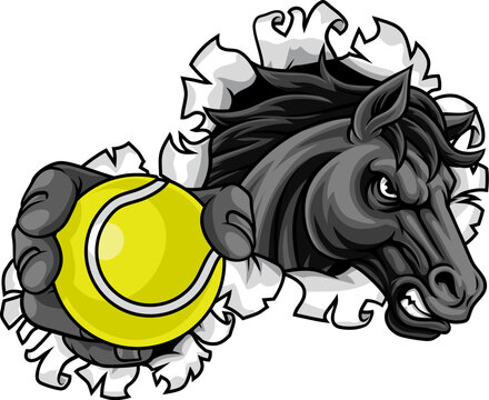 horse holding yellow tennis ball clip art preview